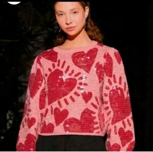 Farm Rio Sequins Heart Sweater